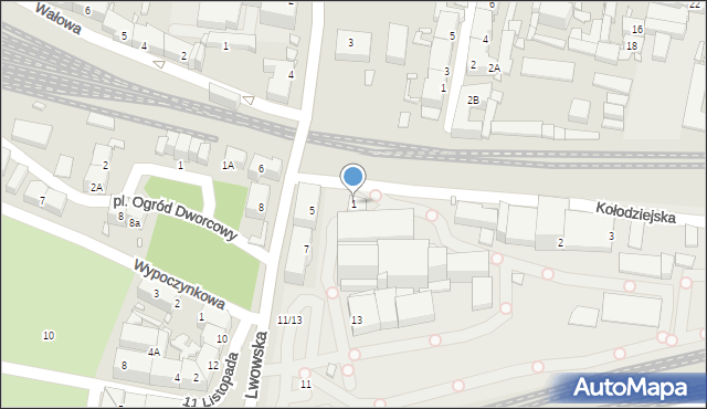 Katowice, Kołodziejska, 1, mapa Katowic