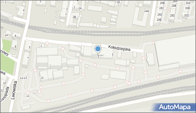 Katowice, Kołodziejska, 2, mapa Katowic