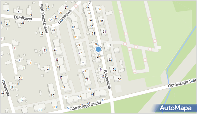 Katowice, Kosmiczna, 42, mapa Katowic