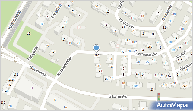 Katowice, Kormoranów, 39C, mapa Katowic