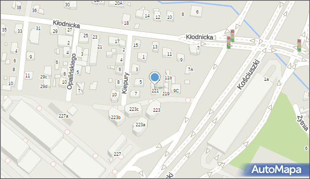 Katowice, Kościuszki Tadeusza, gen., 221A, mapa Katowic