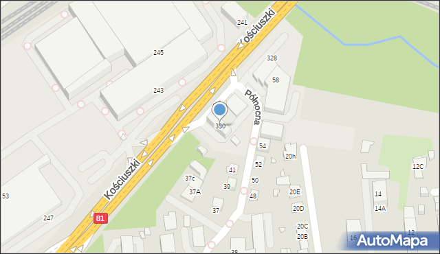 Katowice, Kościuszki Tadeusza, gen., 330, mapa Katowic
