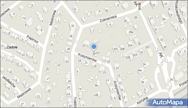 Katowice, Kosynierów, 20, mapa Katowic