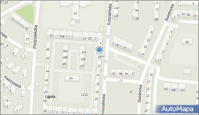 Katowice, Koszalińska, 10, mapa Katowic