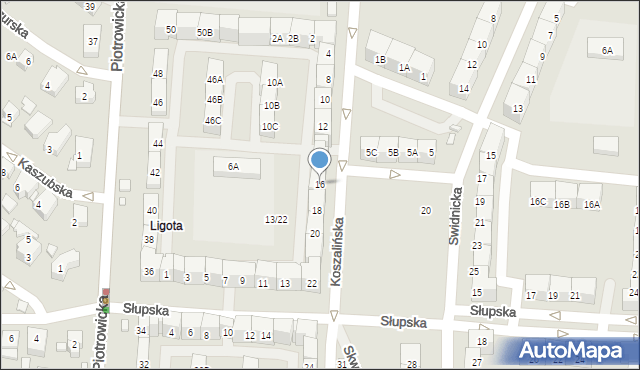 Katowice, Koszalińska, 16, mapa Katowic