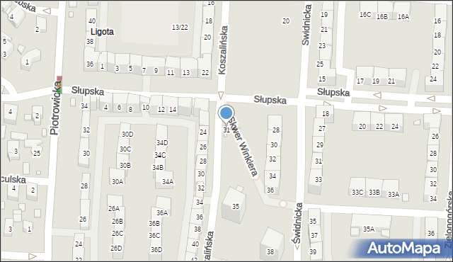 Katowice, Koszalińska, 31, mapa Katowic