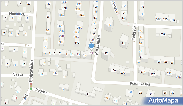 Katowice, Koszalińska, 44, mapa Katowic