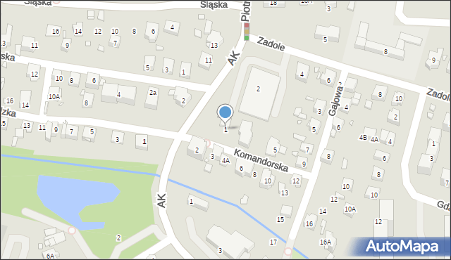 Katowice, Komandorska, 1, mapa Katowic