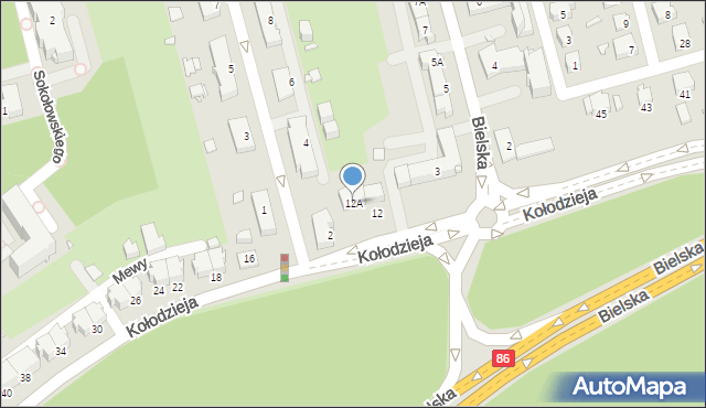 Katowice, Kołodzieja Pawła, 12A, mapa Katowic