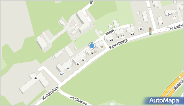 Katowice, Kołodzieja Pawła, 34, mapa Katowic