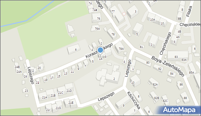 Katowice, Koraszewskiego Jacka, 1A, mapa Katowic