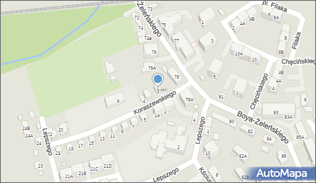 Katowice, Koraszewskiego Jacka, 2, mapa Katowic