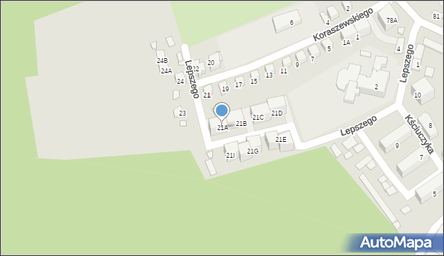 Katowice, Koraszewskiego Jacka, 21A, mapa Katowic