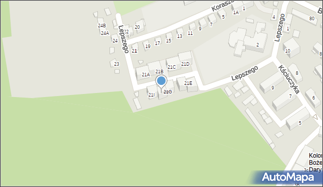 Katowice, Koraszewskiego Jacka, 21H, mapa Katowic