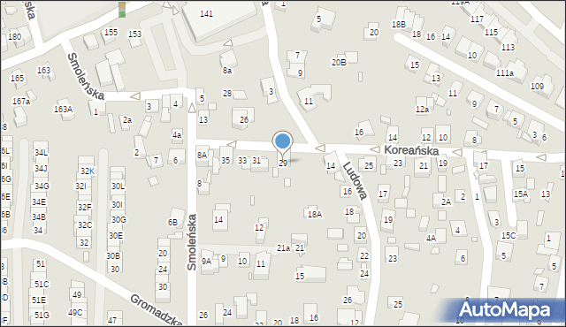 Katowice, Koreańska, 29, mapa Katowic