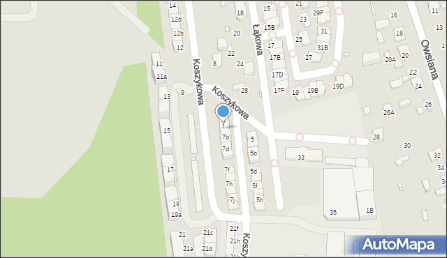 Katowice, Koszykowa, 7a, mapa Katowic