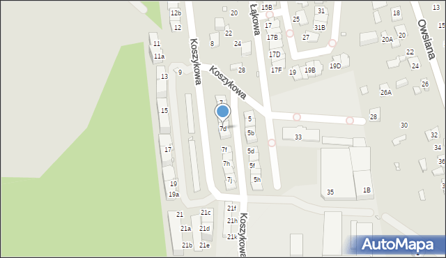 Katowice, Koszykowa, 7d, mapa Katowic