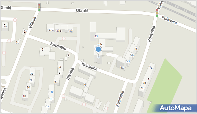 Katowice, Kossutha Stanisława, 3, mapa Katowic