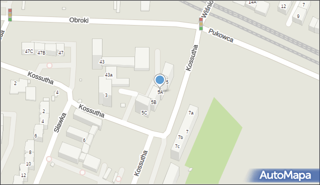 Katowice, Kossutha Stanisława, 5A, mapa Katowic