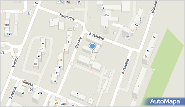 Katowice, Kossutha Stanisława, 6, mapa Katowic