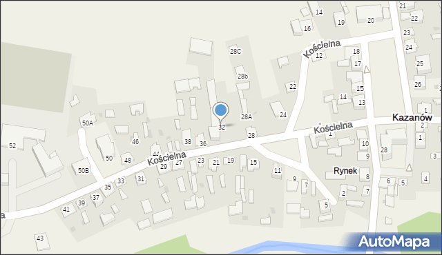 Kazanów, Kościelna, 32, mapa Kazanów