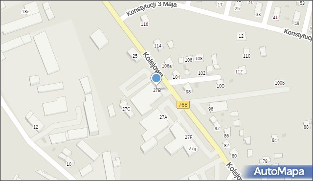 Kazimierza Wielka, Kolejowa, 27B, mapa Kazimierza Wielka