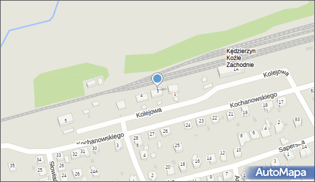 Kędzierzyn-Koźle, Kolejowa, 3, mapa Kędzierzyna-Koźle