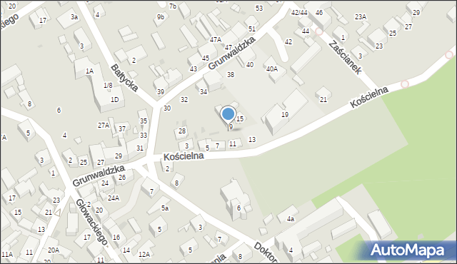 Kędzierzyn-Koźle, Kościelna, 9t, mapa Kędzierzyna-Koźle
