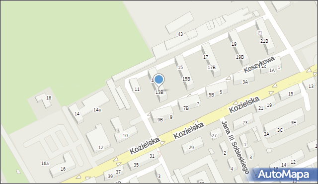 Kędzierzyn-Koźle, Koszykowa, 13B, mapa Kędzierzyna-Koźle