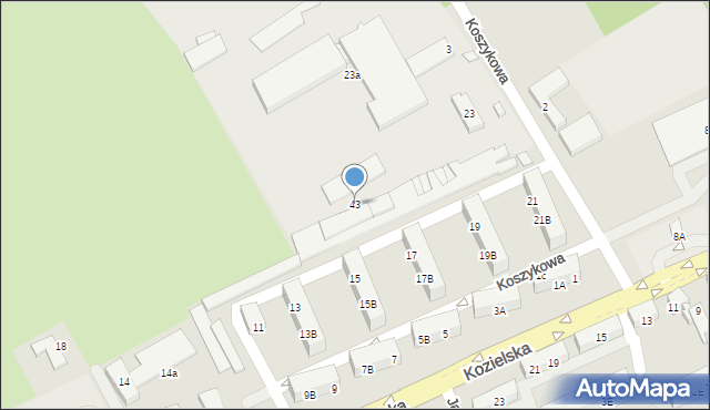 Kędzierzyn-Koźle, Koszykowa, 43, mapa Kędzierzyna-Koźle