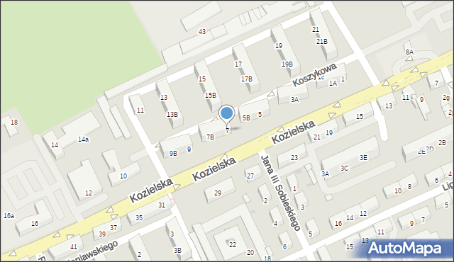 Kędzierzyn-Koźle, Koszykowa, 7, mapa Kędzierzyna-Koźle