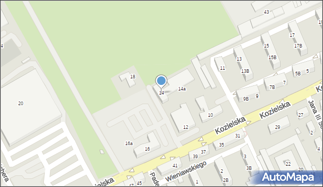 Kędzierzyn-Koźle, Kozielska, 14, mapa Kędzierzyna-Koźle