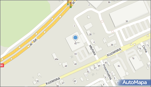 Kędzierzyn-Koźle, Kozielska, 42, mapa Kędzierzyna-Koźle