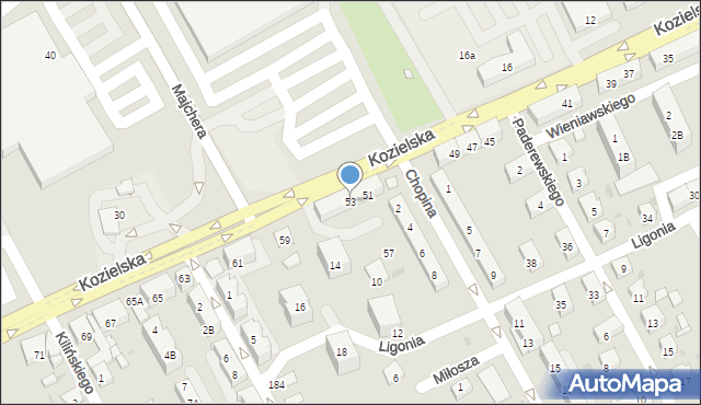 Kędzierzyn-Koźle, Kozielska, 53, mapa Kędzierzyna-Koźle