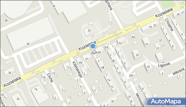 Kędzierzyn-Koźle, Kozielska, 65A, mapa Kędzierzyna-Koźle