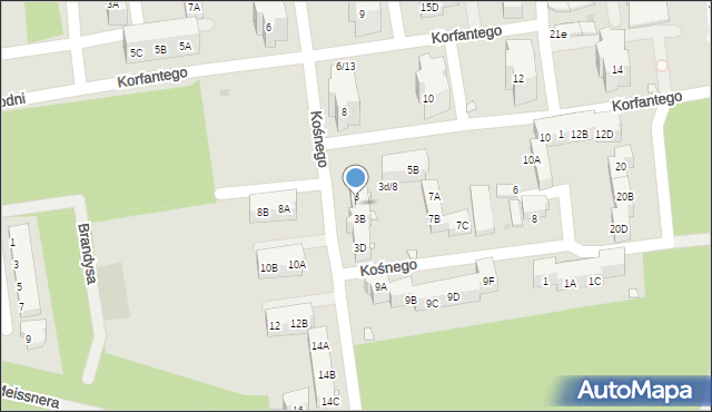 Kędzierzyn-Koźle, Kośnego Augustyna, 3A, mapa Kędzierzyna-Koźle