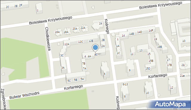 Kędzierzyn-Koźle, Kośnego Augustyna, 4C, mapa Kędzierzyna-Koźle