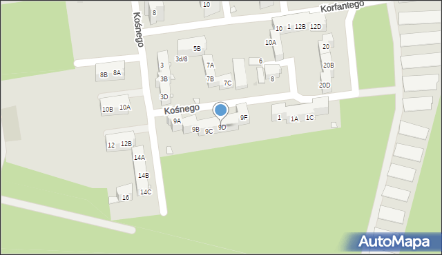 Kędzierzyn-Koźle, Kośnego Augustyna, 9D, mapa Kędzierzyna-Koźle