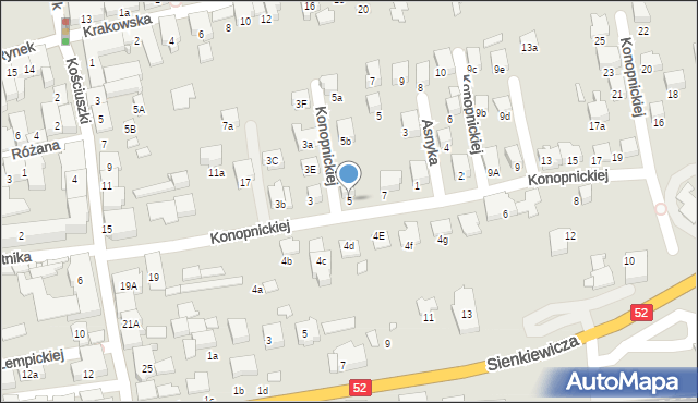 Kęty, Konopnickiej Marii, 5, mapa Kęty