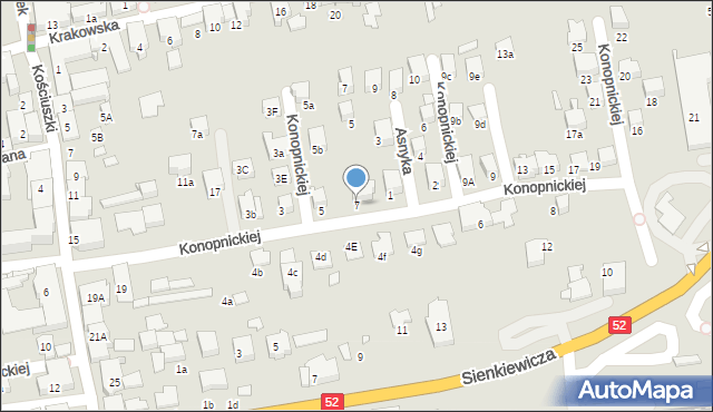 Kęty, Konopnickiej Marii, 7, mapa Kęty