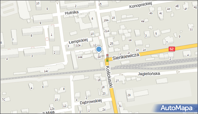 Kęty, Kościuszki Tadeusza, gen., 14, mapa Kęty