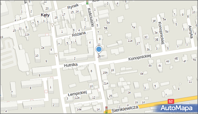 Kęty, Kościuszki Tadeusza, gen., 15, mapa Kęty