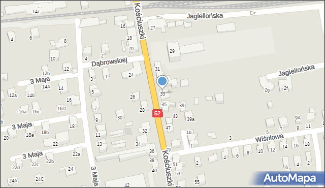 Kęty, Kościuszki Tadeusza, gen., 33, mapa Kęty
