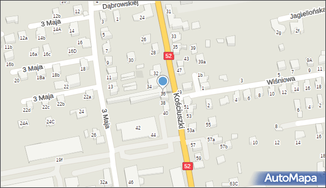 Kęty, Kościuszki Tadeusza, gen., 36, mapa Kęty