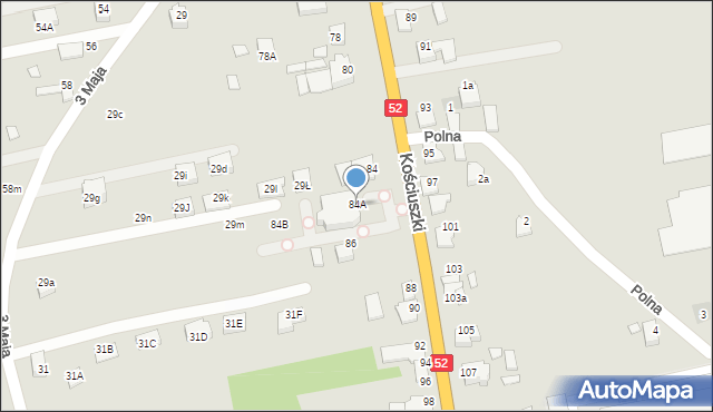 Kęty, Kościuszki Tadeusza, gen., 84A, mapa Kęty