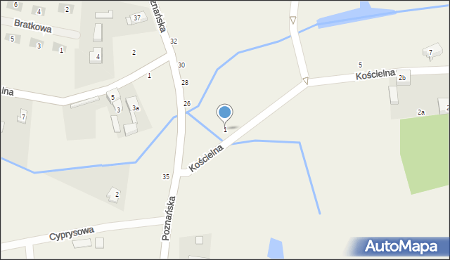 Kicin, Kościelna, 1, mapa Kicin