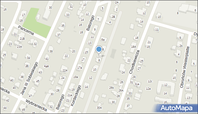 Kielce, Kordeckiego Augustyna, ks., 8A, mapa Kielc