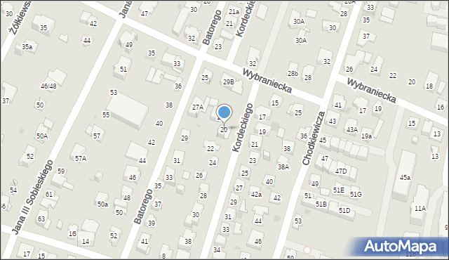 Kielce, Kordeckiego Augustyna, ks., 20, mapa Kielc