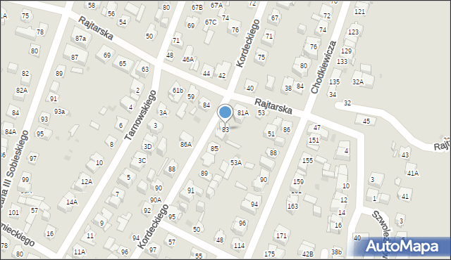 Kielce, Kordeckiego Augustyna, ks., 83, mapa Kielc