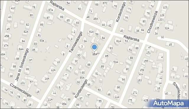 Kielce, Kordeckiego Augustyna, ks., 86A, mapa Kielc